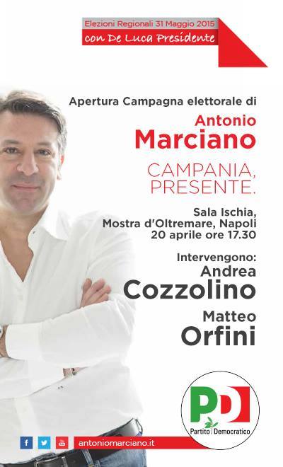 Lunedì 20 aprile, alla Mostra d’Oltremare l’apertura della campagna elettorale di Antonio Marciano