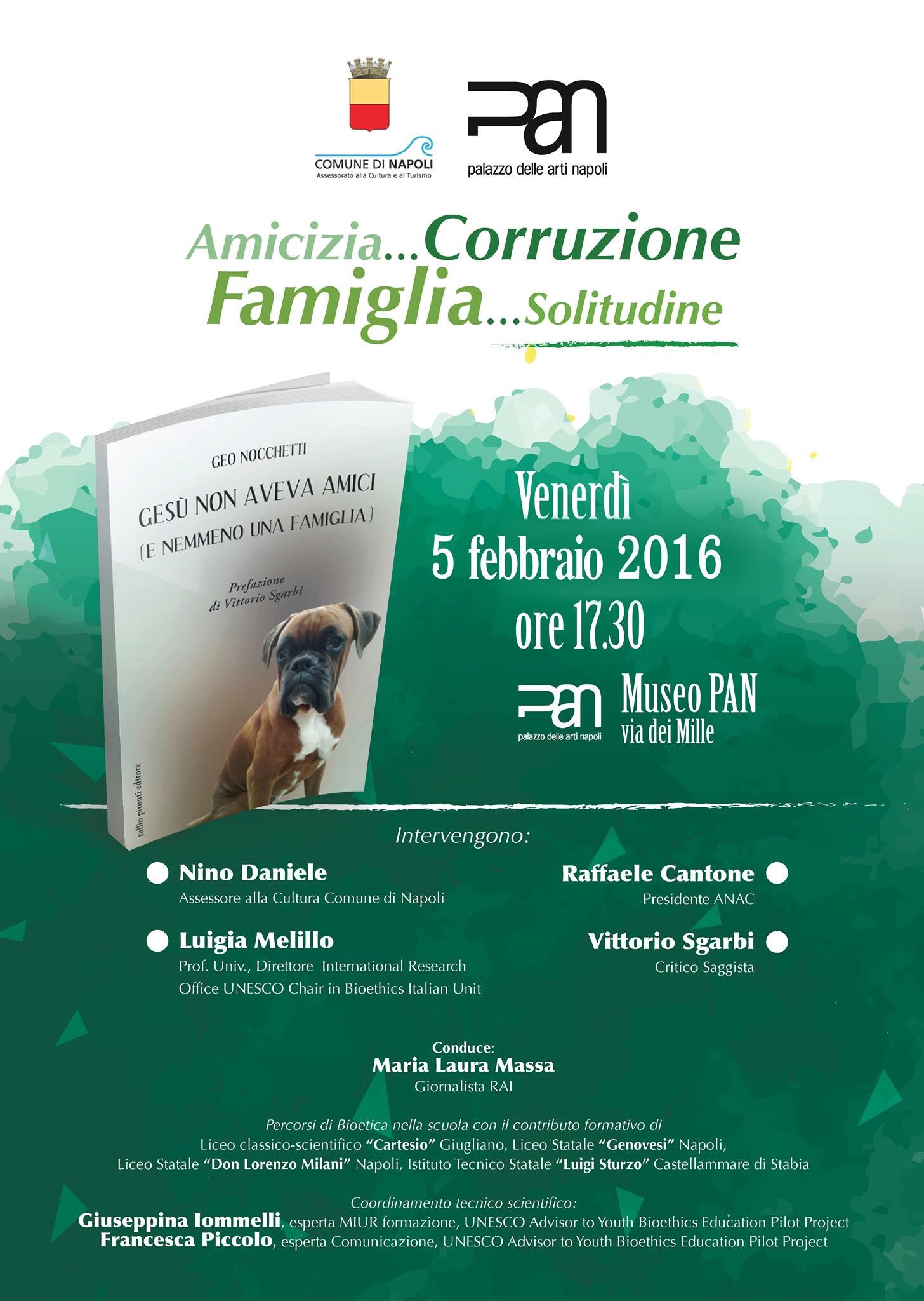 “Gesù non aveva amici, e nemmeno una famiglia”, presentazione del libro di Nocchetti al Pan con Sgarbi e Cantone