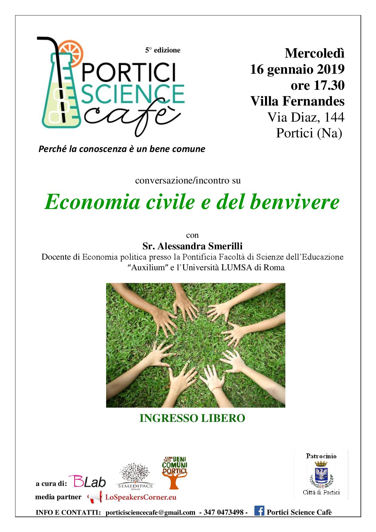 Portici: la conversazione/incontro su:  Economia civile e del benvivere