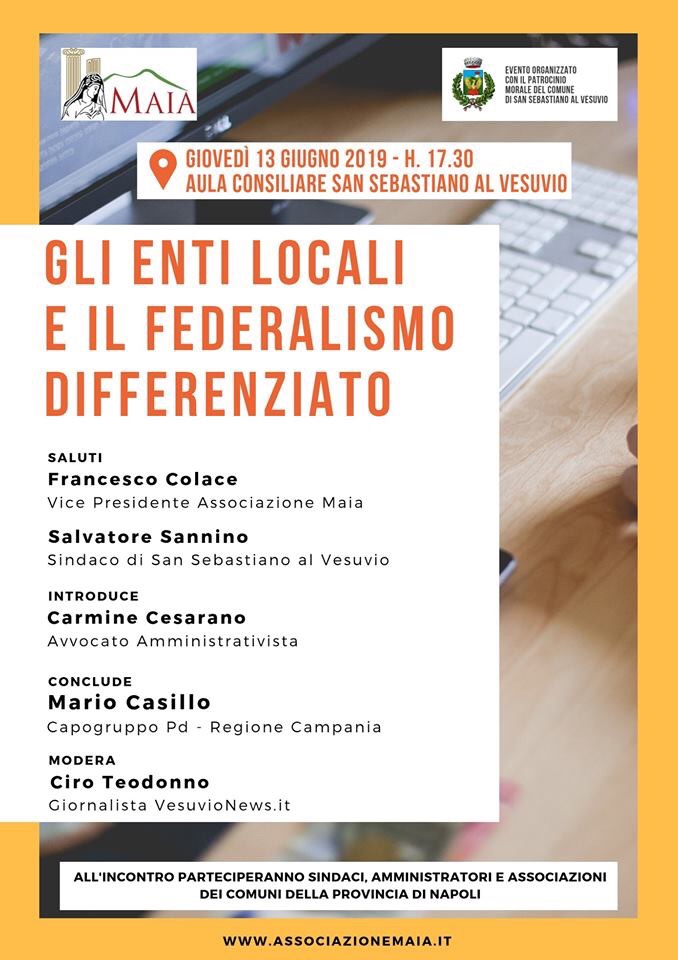 “Enti locali e Regionalismo differenziato”, a San Sebastiano al Vesuvio il convegno