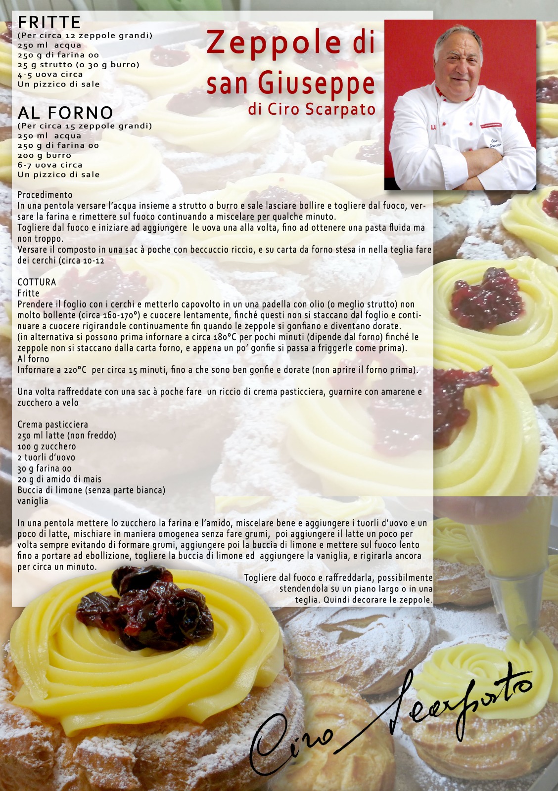 La ricetta delle Zeppole di San Giuseppe del Maestro Don Ciro Scarpato