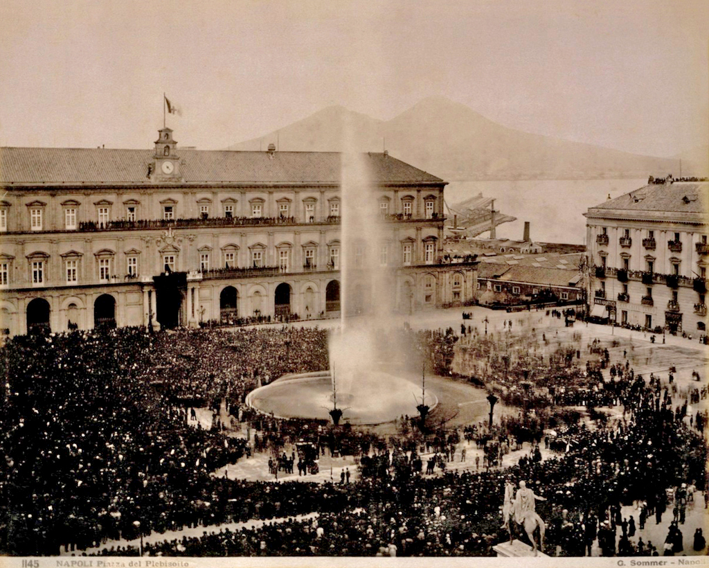 Royal Palace of Naples - antique photo with view of the palace