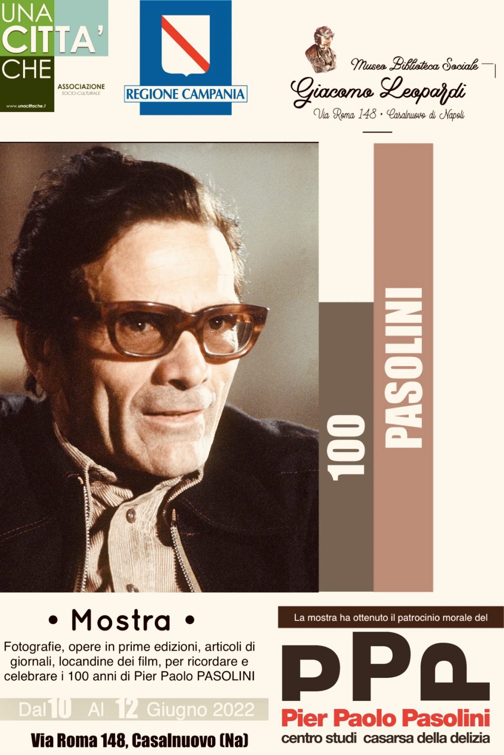 “100 Pasolini”: la mostra nelle città di Casalnuovo e Brusciano per celebrare Pier Paolo Pasolini